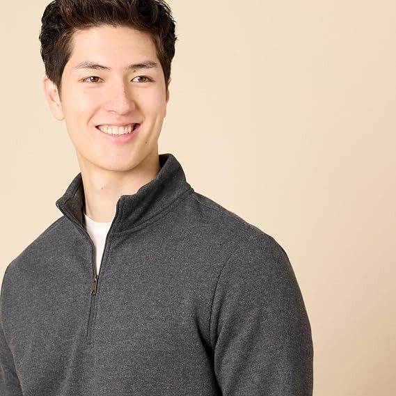 Immagine di Men'S Charcoal Grey Quarter-Zip Sweatshirt 1